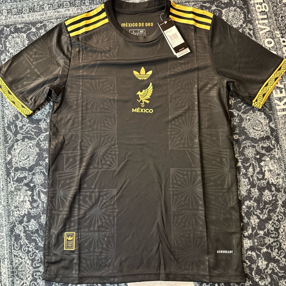 adidas Black & Yellow México Trefoil and Eagle Logo Tee